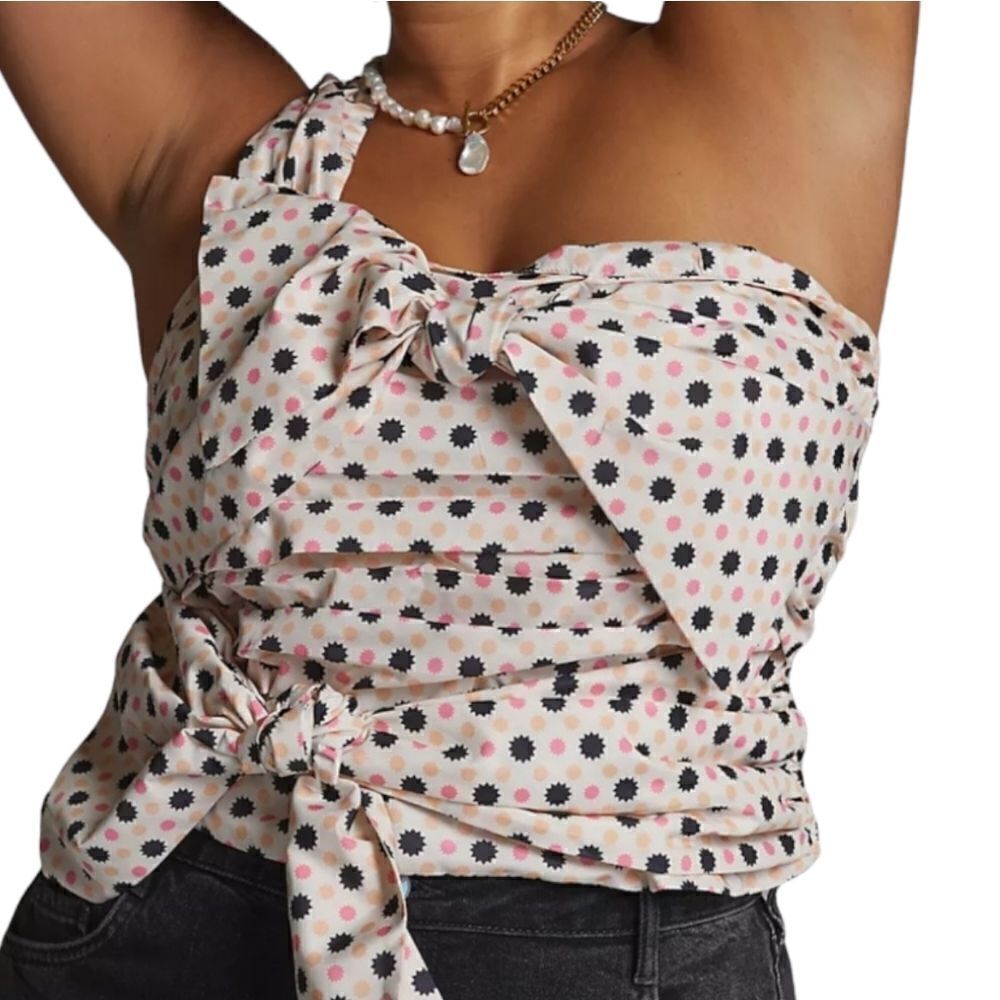 Anthropologie Mauve One Shoulder Bow Tank 20W NWT